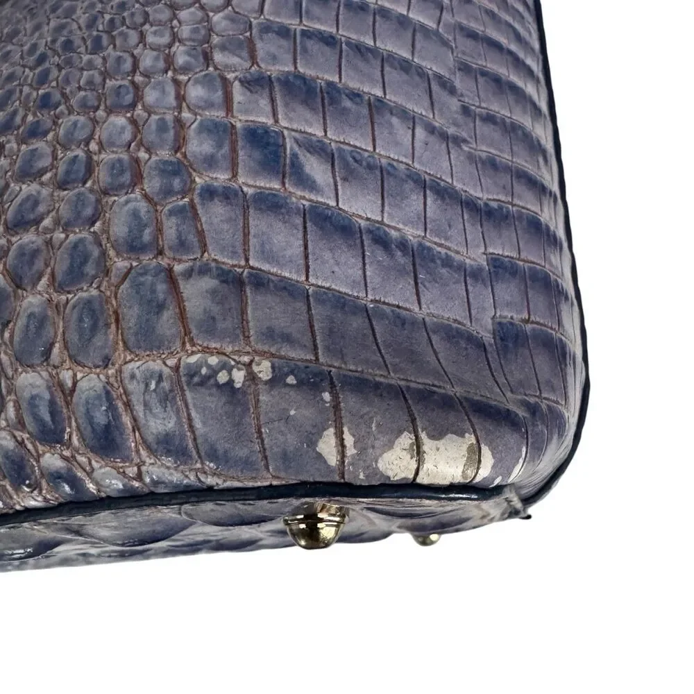 Brahmin Large Duxbury Dome Satchel Purple Ombre Shimmer‎ Croc Embossed Purse